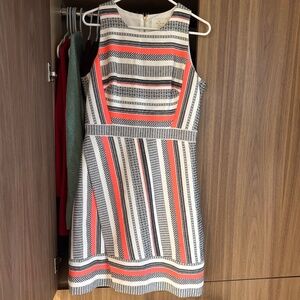 Kate Spade Ribbon Jacquard Flights of Fancy dress Neon Orange Stripe